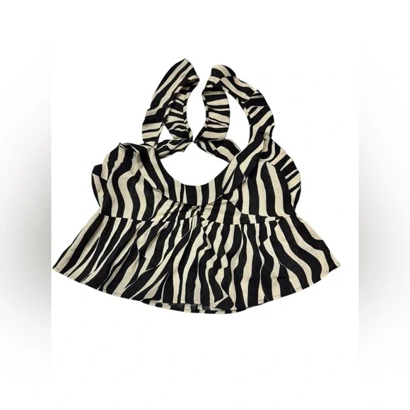 Zara Black and White Zebra Print Blouse - Picture 5 of 10